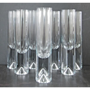 Set of 8 Krosno Poland Art Glass Bud Vases 8 1/8 Inches Tall